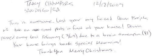 Guestbook Message From Tracy Chambers